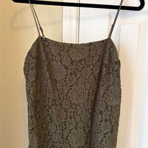 Elegant or with Tennies, Dark Hunter Green Lined Lace Dress, Worn 2X